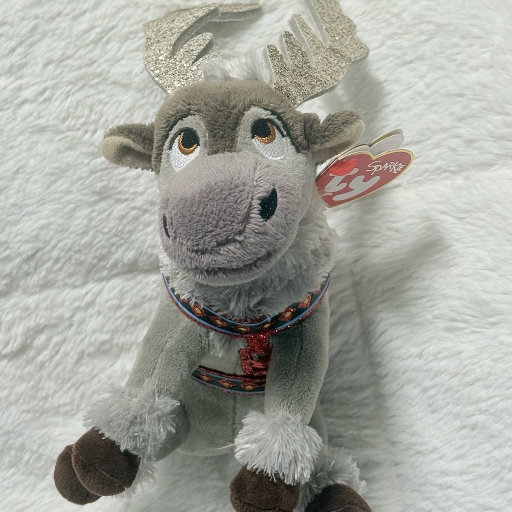 2019 Sparkle Ty Frozen II Sven Plush Reindeer - Gray and Brown 8” Like New!